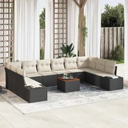 vidaXL Conjunto de Sofá de Jardim 11 pcs Preto, branco