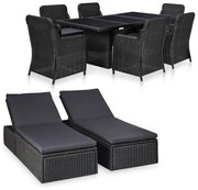 vidaXL 9 pcs conjunto de jantar para jardim vime PE preto