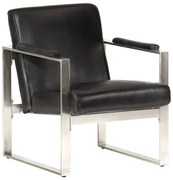 vidaXL Poltrona 60x73x77 cm couro genuíno preto