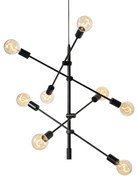 Candeeiro suspenso industrial preto 8 luzes - Sydney Industrial