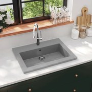vidaXL Lavatório de granito 600x450x120 mm cinzento