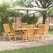 vidaXL Conjunto de Jantar para Jardim 7 pcs Castanho