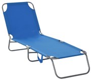 Outsunny Espreguiçadeira de Praia Dobrável Espreguiçadeira Jardim com Encosto Ajustável em 5 Posições para Terraço 187x55x24 cm Azul | Aosom Portugal