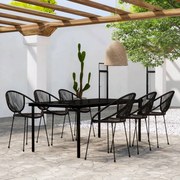 7 pcs conjunto de jantar para jardim preto