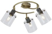 Foco de teto de design bronze com vidro transparente redondo 3-luzes - Domo Moderno