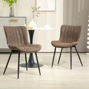 Conjunto de 2 cadeiras de jantar com design moderno e estofadas 49 x 61 x 80,5 cm, para sala de estar, sala de jantar ou quarto, em castanho