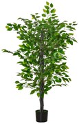 HOMCOM Planta Artificial Ficus 135 cm com Vaso 756 Folhas Planta Artificial Realista para Interior e Exterior Verde