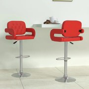 vidaXL Bancos de bar 2 pcs couro artificial vermelho
