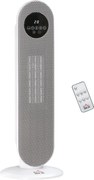 HOMCOM Aquecedor Vertical Cerâmico 1300W/2000W com Oscilação Temporizador e Controlo Remoto 21x21x63,5 cm Branco | Aosom Portugal