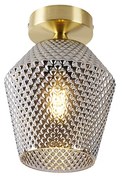 Candeeiro de teto Art Deco latão com vidro fumê - Karce Art Deco