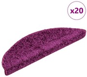 vidaXL Tapetes de escada 20 peças 56x17x3 cm violeta semicircular