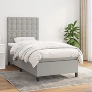 vidaXL Cama com molas/colchão 80x200 cm tecido cinza-claro