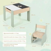 Conjunto de assentos infantis de madeira 4 em 1, 3 peças, com mesa removível e espaço de armazenamento, rosa