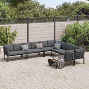 vidaXL 6 pcs conjunto de sofás p/ jardim c/ almofadões alumínio preto