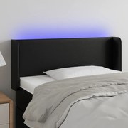 Cabeceira de cama c/ LED couro artificial 83x16x78/88 cm preto