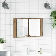 vidaXL Armário de Espelho para Banheiro com porta Carvalho Artesanal