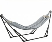 Outsunny Suporte com Rede Dobrável em Aço 2 em 1 para Rede ou Cadeira Suspensa Bolsa de Transporte Incluída 268x89x100 cm Cinza | Aosom Portugal