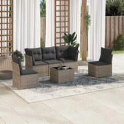 vidaXL 6 pcs conjunto sofás de jardim com almofadões vime cinzento