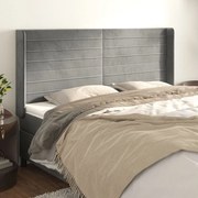 vidaXL Cabeceira cama c/ abas veludo 183x16x118/128 cm cinzento-claro