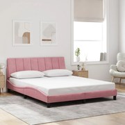 vidaXL Estrutura de cama sem colchão Hanko 160x200 cm veludo rosa