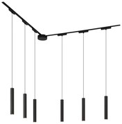 LED Sistema de iluminação de trilho moderno com 6 pendentes pretos monofásicos - Magnetic Cassie Moderno