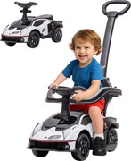 AIYAPLAY 2 em 1 Carro Andador para Crianças 12-36 Meses Lamborghini Essenza SCV2 Carro Andador 86,5x40x89,5cm Branco e Preto | Aosom Portugal