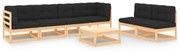 vidaXL 7 pcs conjunto lounge de jardim c/ almofadões pinho maciço