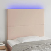 vidaXL Cabeceira cama c/ LED couro artif. 100x5x118/128 cm cappuccino