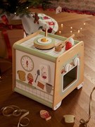Cubo de atividades Cozinha, em madeira FSC® bege claro liso com motivo