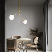 Candeeiro de Teto Cambaz – Dourado e Branco – 100 x 15 cm