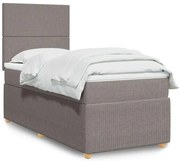 Cama com molas/colchão 100x200 cm tecido cinza-acastanhado