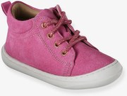 Botins com atacadores em pele macia primeiros passos. para bebé  fúchsia