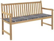 Banco de jardim c/ almofadão xadrez cinzento 150 cm teca maciça