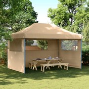 vidaXL Tenda para festas pop-up dobrável com 3 paredes laterais bege