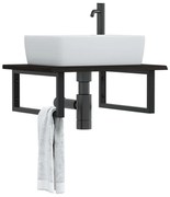 vidaXL Prateleira de parede p/ lavatório aço/madeira carvalho maciça