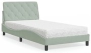 Cama com colchão 100x200 cm veludo cinzento-claro