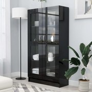 vidaXL Armário vitrine 82,5x30,5x150 cm contraplacado preto brilhante