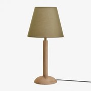 Candeeiro De Mesa Em Madeira De Manga Harry Madeira De Manga & Sage Green Ø25 Cm Caracas - Sklum