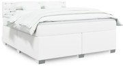 vidaXL Cama com molas/colchão 180x200 cm couro artificial branco
