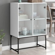 vidaXL Armário de apoio c/ portas de vidro 69x37x100 cm branco