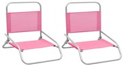 Cadeiras de praia dobráveis 2 pcs tecido rosa