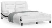 vidaXL Estrutura de cama sem colchão Hvar couro artif. 140x190cm branco/preto