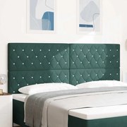 vidaXL Cabeceira em Veludo Verde Escuro com Botão de Cristal Tufted 200 cm