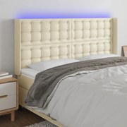 vidaXL Cabeceira cama c/ LED 183x16x118/128 cm couro artificial crème