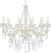 281608 vidaXL Lustre com contas lâmpadas 12 x E14 branco