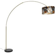 Candeeiro de Arco Latão com Abajur Preto Design Floral 50 cm - XXL Clássico / Antigo