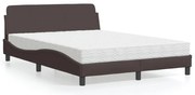 Cama com colchão 140x190 cm tecido castanho-escuro
