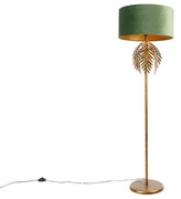 Candeeiro de pé dourado 145 cm com cúpula em veludo verde 50 cm - Botanica