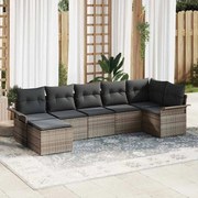 vidaXL Conjunto de Sofá de Jardim 7 Peças com Almofadas de Rattan de Polietileno Cinza