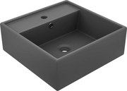 vidaXL Lavatório luxuoso quadrado 41x41 cm cerâmica cinza-escuro mate